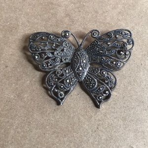 VINTAGE 925 sterling silver BUTTERFLY MARCASITE